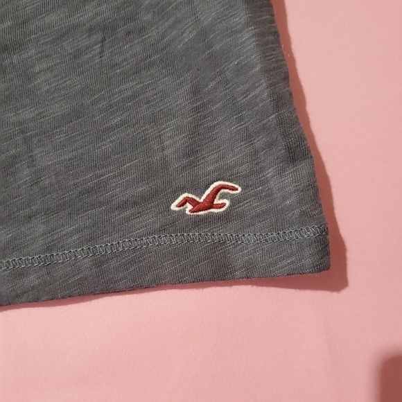 Hollister Grey Knit Top Eyelet Lace Ruffles Super Cute Preppy - Picture 6 of 8